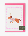 Load image into Gallery viewer, Sausage Dog Card - Made with Liberty Wiltshire Bud Fabric