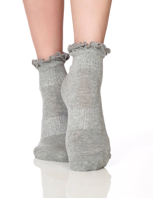 The Ruffle Grip Sock Grey, One Size