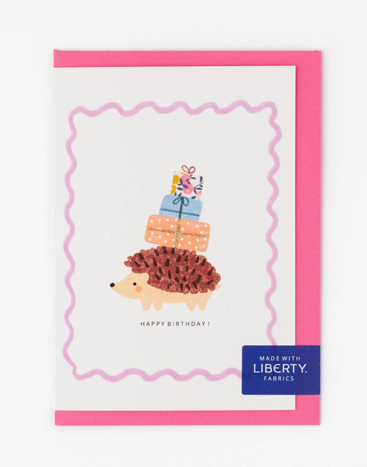 Liberty Hedgehog Birthday Card - Wiltshire Bud