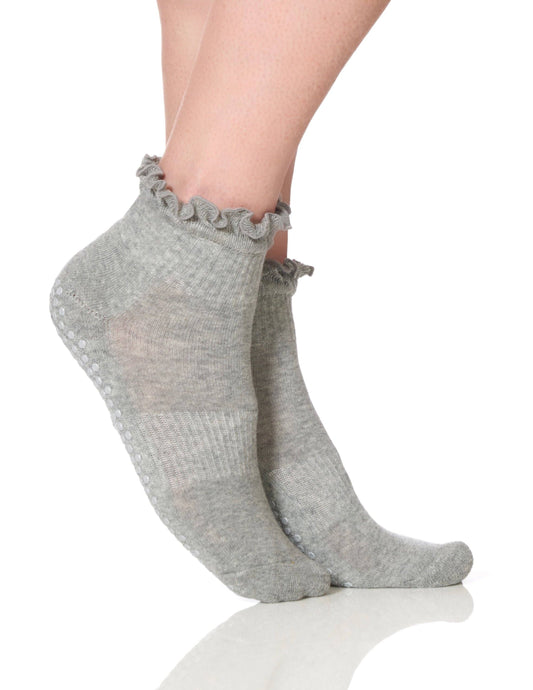 The Ruffle Grip Sock Grey, One Size