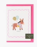 Load image into Gallery viewer, Donkey Birthday Card - Liberty Wiltshire Bud Fabric
