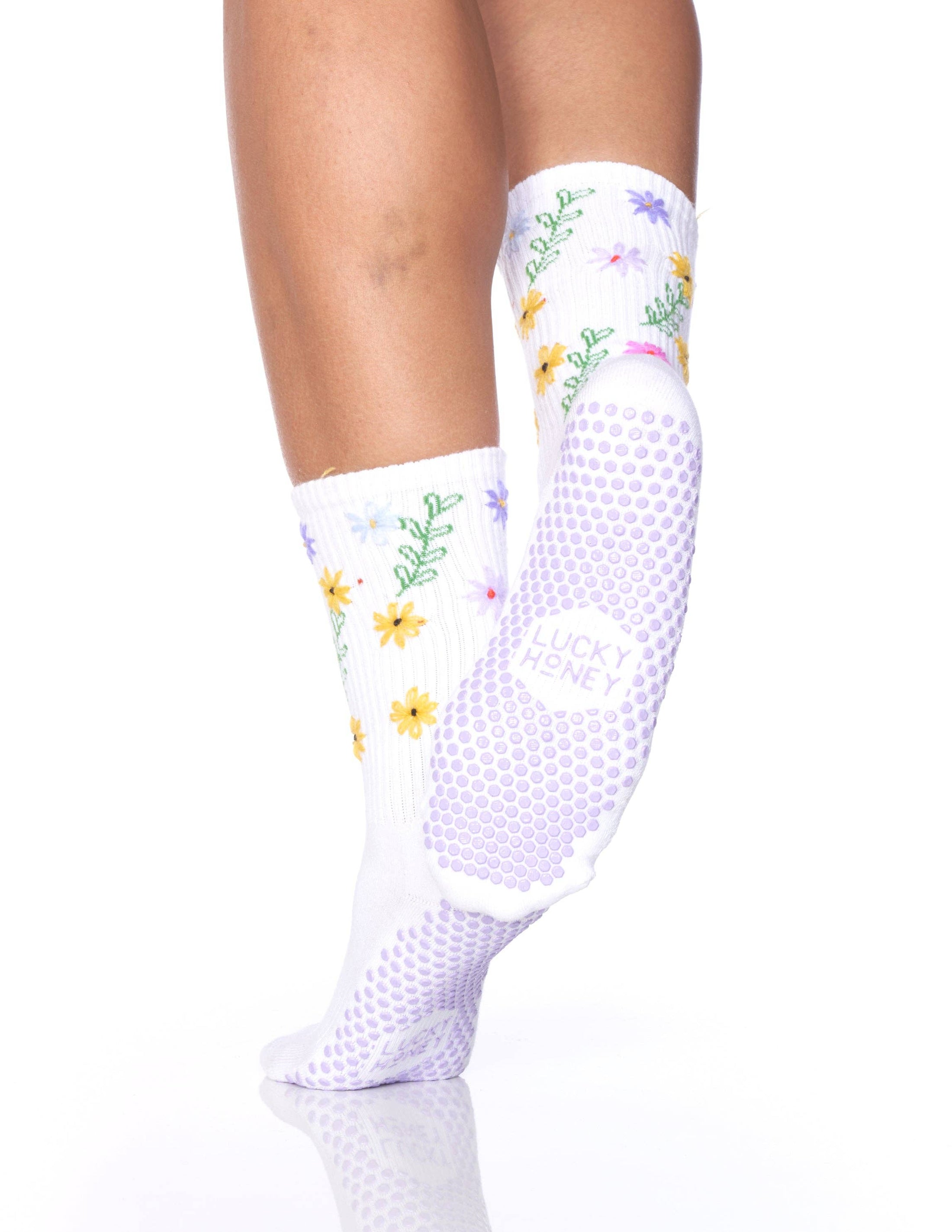 LIMITED EDITION Tall Tube Grip Sock Daisy Multi Color