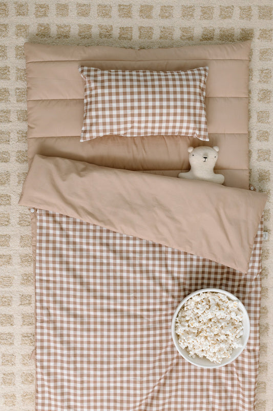 Bloomere Organic Portable Bedding Set - Brown Gingham