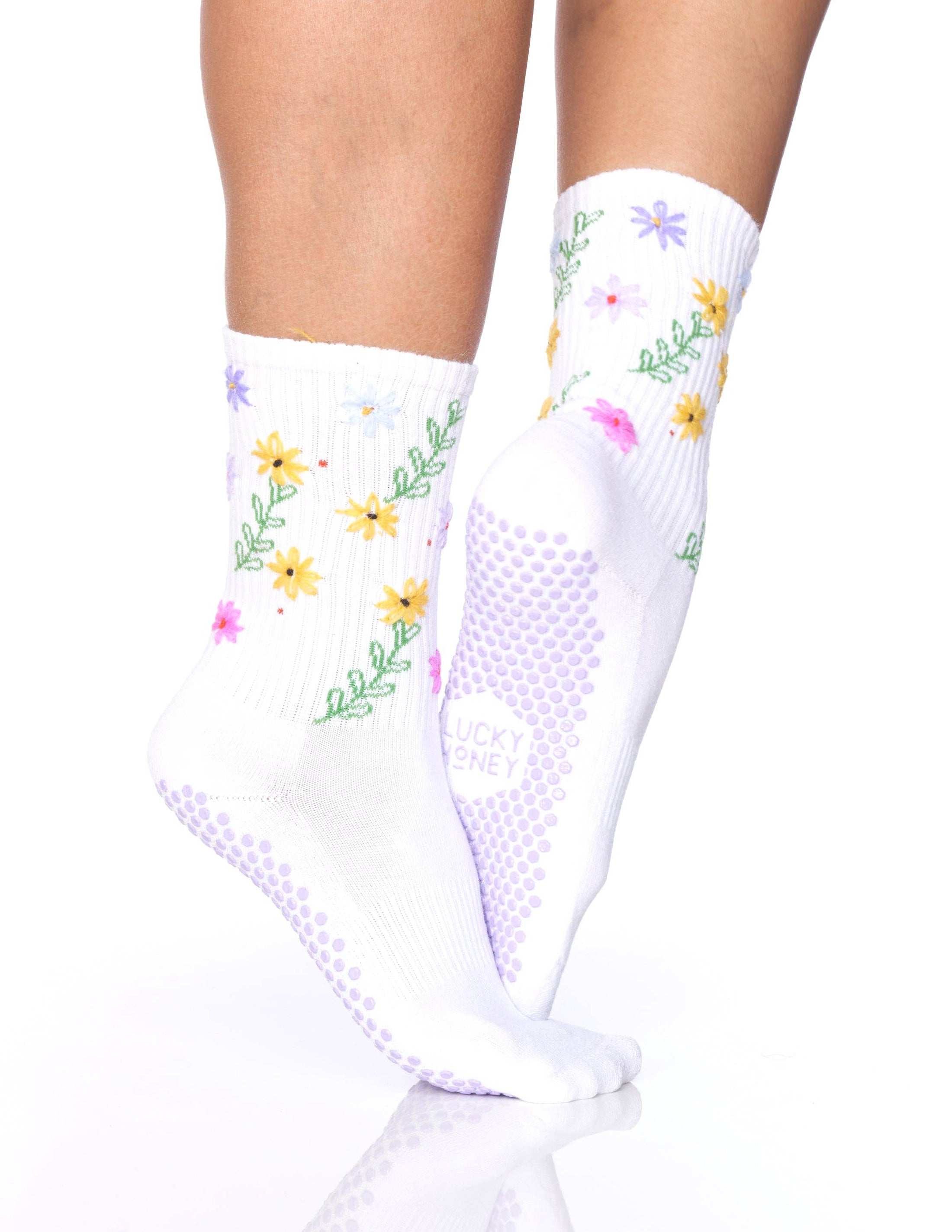 LIMITED EDITION Tall Tube Grip Sock Daisy Multi Color