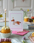 Load image into Gallery viewer, Sausage Dog Card - Made with Liberty Wiltshire Bud Fabric
