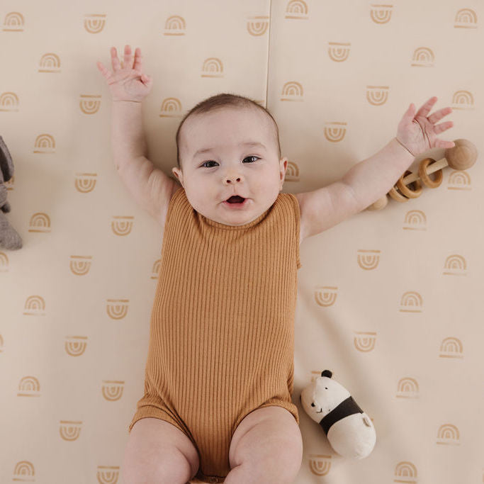 Rainbow Stamp in Cream Vegan Leather Mat